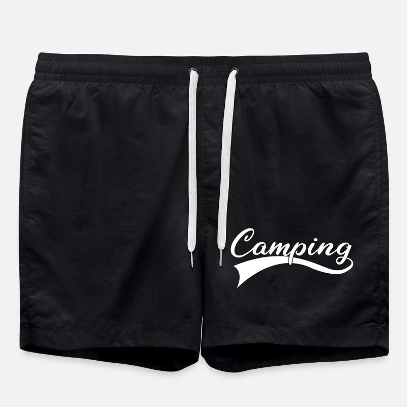 Abenteuer Camping Schriftzug - Badeshorts - Schwarz