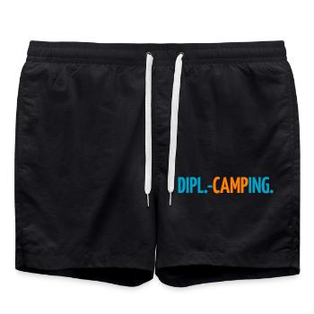 Dipl.-Ing. Camper Fan Experte Camping Wohnmobil - Badeshorts - Schwarz - Vorne - AI Model Male 185 light (185cm)