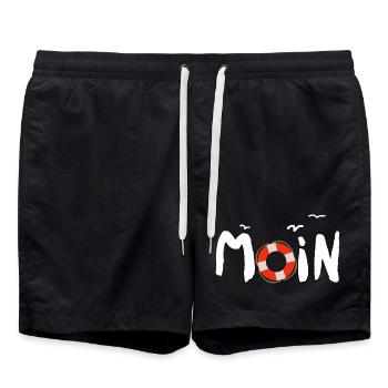 Moin Möwe Rettungsring nordisch - Badeshorts - Schwarz - Vorne - AI Model Male 185 light (185cm)