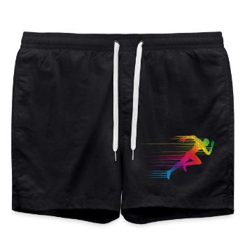 dynamic motif of a runner sprinting - Swim Trunks - black - Front - AI Model Male 185 light (185cm)
