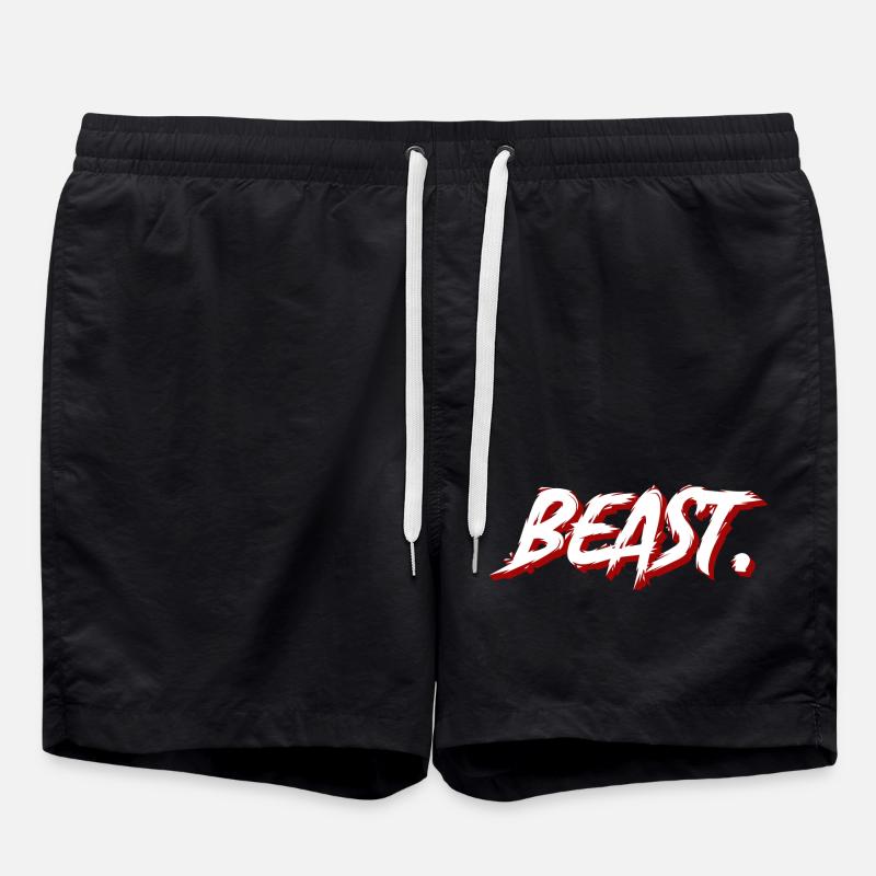 Beast Graffiti Brush Text - Swim Trunks - black