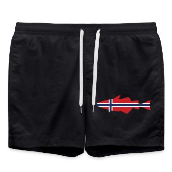 Pollack Norwegen für Angler, die im Fjord angeln - Badeshorts - Schwarz - Vorne - AI Model Male 185 light (185cm)