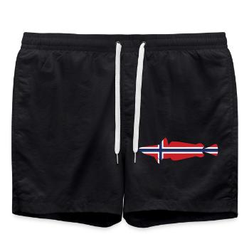 Seehecht Norwegen für Angler die im Fjord angeln - Badeshorts - Schwarz - Vorne - AI Model Male 185 light (185cm)