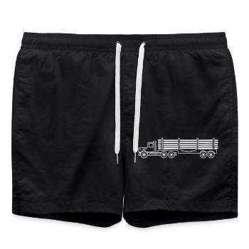 Tractor transport truck - Swim Trunks - black - Front - AI Model Male 185 light (185cm)