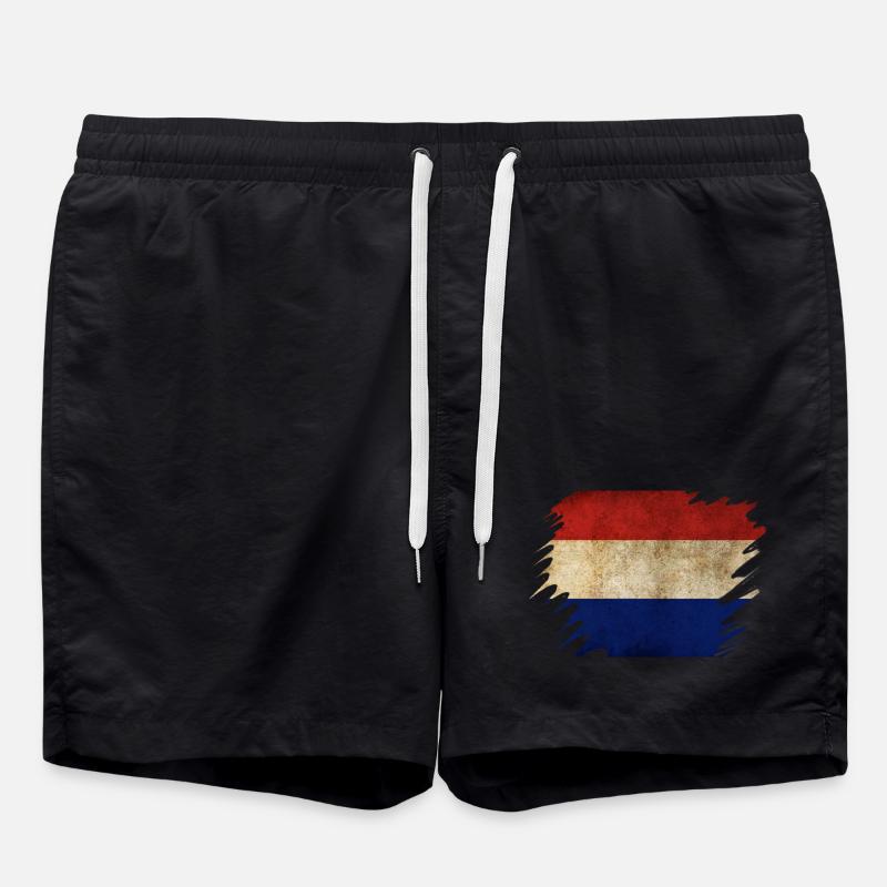 Grunge Dutch Flag Design - Swim Trunks - black
