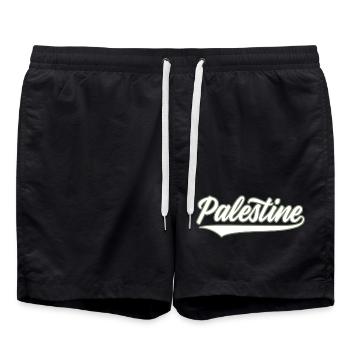 Palestine style baseball vert olive-blanc - Short de bain - noir - Devant - AI Model Male 185 light (185cm)