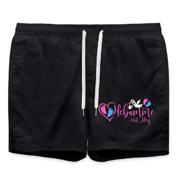 Hebamme mit Herz  - Badeshorts - Schwarz - Vorne - AI Model Male 185 light (185cm)
