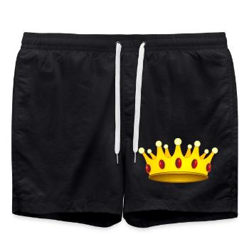 Crown for king or queen - Swim Trunks - black - Front - AI Model Male 185 light (185cm)