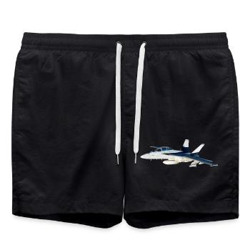 F / A-18 Super Hornet | F 18 | F18 | F / A18 | Hornisse - Badeshorts - Schwarz - Vorne - AI Model Male 185 light (185cm)