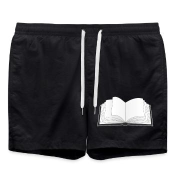 un livre ouvert pour le rat de bibliothèque ou le rat de bibliothèque - Short de bain - noir - Devant - AI Model Male 185 light (185cm)