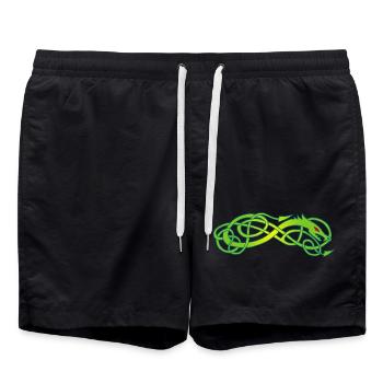 Serpent celte vert - Short de bain - noir - Devant - AI Model Male 185 light (185cm)