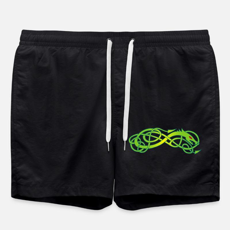 Celtic green snake - Swim Trunks - black
