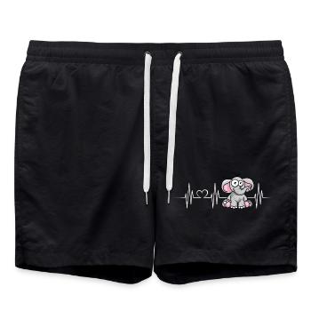 heartbeat elefant herzschlag elefanten Herzschlag - Badeshorts - Schwarz - Vorne - AI Model Male 185 light (185cm)