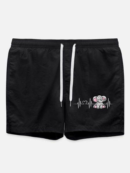 heartbeat elephant heartbeat elephant heartbeat - Swim Trunks - black
