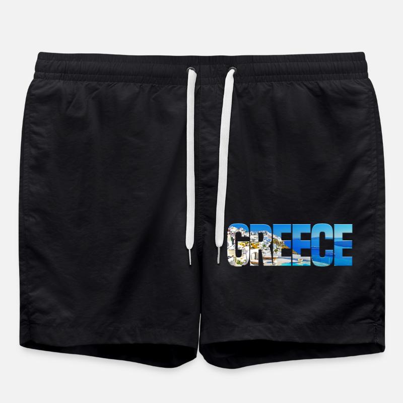 Collage Paradisien de l’île de Grèce - Short de bain - noir