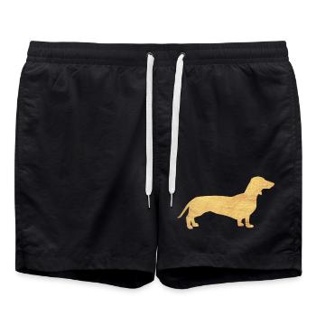 Teckel or maître maîtresse chien chien fan de chien animal - Short de bain - noir - Devant - AI Model Male 185 light (185cm)
