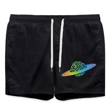 Rainbow planet - Swim Trunks - black - Front - AI Model Male 185 light (185cm)