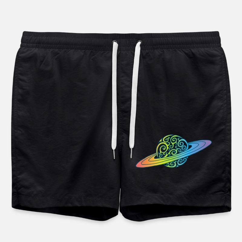 Planet Regenbogen - Badeshorts - Schwarz
