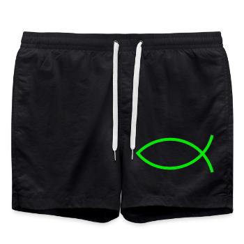 Jésus poisson vert Ichthys poisson poisson poisson poisson - Short de bain - noir - Devant - AI Model Male 185 light (185cm)