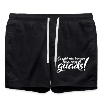 Alpenplatzl | Es gibt nix bessers wia wos guads! - Badeshorts - Schwarz - Vorne - AI Model Male 185 light (185cm)