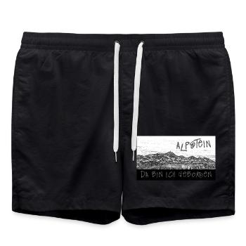 ALPSTEIN - Da bin ich geboren - Schweiz - Badeshorts - Schwarz - Vorne - AI Model Male 185 light (185cm)
