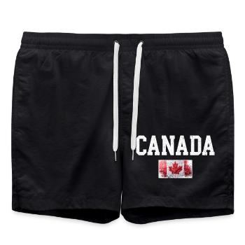 Distressed Canada Maple Flag - Swim Trunks - black - Front - AI Model Male 185 light (185cm)