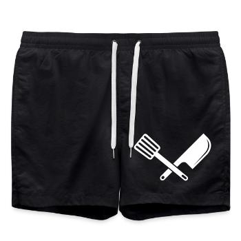 symbole couverts cuisson des aliments Aliments Kock Logo de cuisinier - Short de bain - noir - Devant - AI Model Male 185 light (185cm)