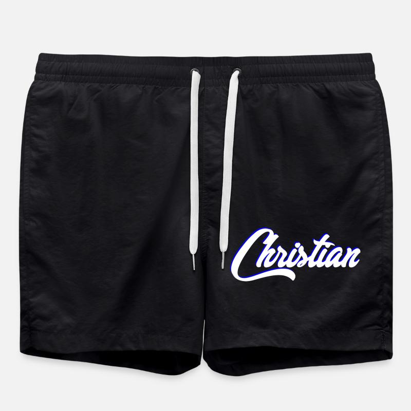 Personalized Christian Name Lettering - Swim Trunks - black