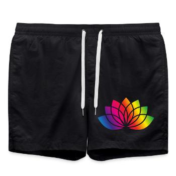 buntes stilisiertes Blüten Symbol - Badeshorts - Schwarz - Vorne - AI Model Male 185 light (185cm)