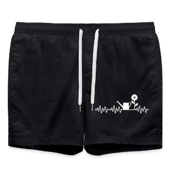 Garten Herzschlag Gießkanne Blume Design - Badeshorts - Schwarz - Vorne - AI Model Male 185 light (185cm)