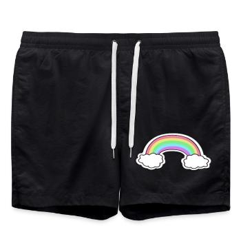 Pastellregenbogen mit Wolken Motiv - Badeshorts - Schwarz - Vorne - AI Model Male 185 light (185cm)