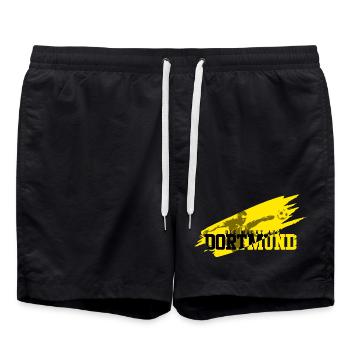Fussball Dortmund - Badeshorts - Schwarz - Vorne - AI Model Male 185 light (185cm)