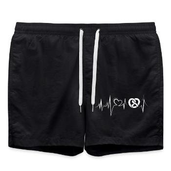 bakery heartbeat symbol baker pretzel pulse ecg - Swim Trunks - black - Front - AI Model Male 185 light (185cm)