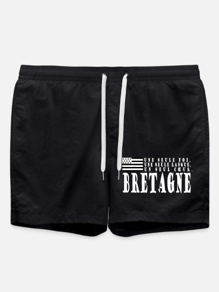 Geschenkidee Bretagne. Sprichwort und bretonische Flagge - Badeshorts - Schwarz