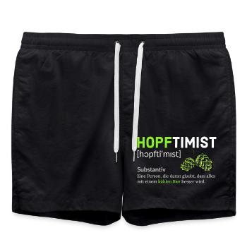Hopftimist Bier Lustiger Spruch Humor - Badeshorts - Schwarz - Vorne - AI Model Male 185 light (185cm)