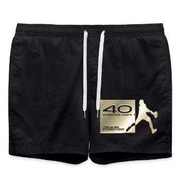 40 Jahre jung Tennisspieler - Badeshorts - Schwarz - Vorne - AI Model Male 185 light (185cm)