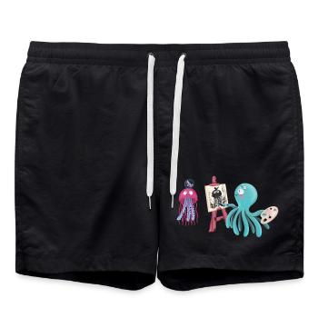 Tintenfisch Künstler And Friends Design - Badeshorts - Schwarz - Vorne - AI Model Male 185 light (185cm)