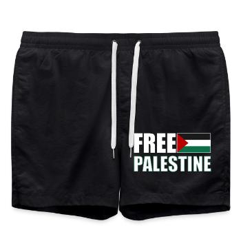 Free Palestine - Short de bain - noir - Devant - AI Model Male 185 light (185cm)