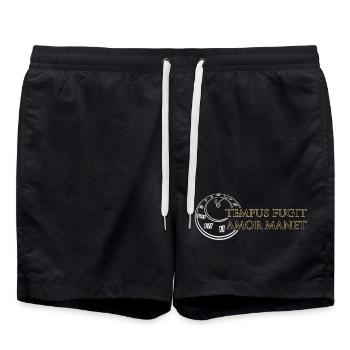 Tempus Fugit Amor Manet Zeit Vergeht Liebe Bleibt - Badeshorts - Schwarz - Vorne - AI Model Male 185 light (185cm)