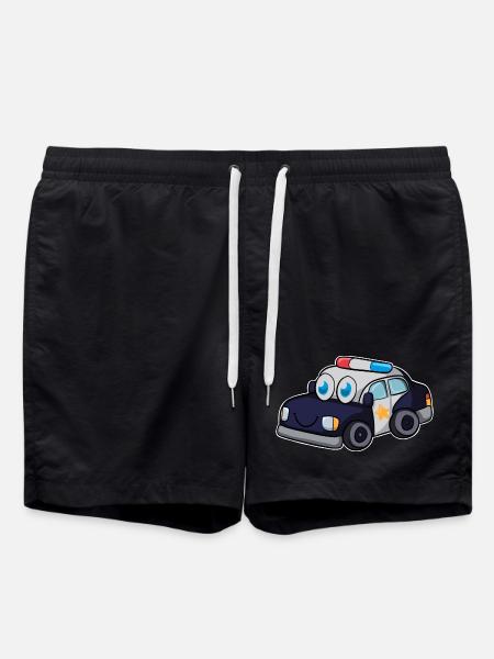 police car - Swim Trunks - black