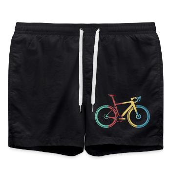 retro bike road bike love vintage tour stage - Swim Trunks - black - Front - AI Model Male 185 light (185cm)