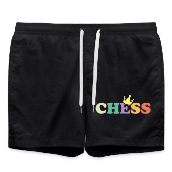retro vintage chess classic symbol chess crown - Swim Trunks - black - Front - AI Model Male 185 light (185cm)