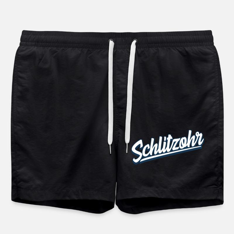 Schlitzohr - Schweizerdeutsch - Mundart - Dialekt - Badeshorts - Schwarz