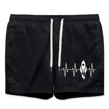 rocket, heartbeat, space, ecg, space travel, astronaut - Swim Trunks - black - Front - AI Model Male 185 light (185cm)