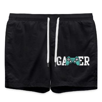 Gamer Glyphs Controller Tee - Swim Trunks - black - Front - AI Model Male 185 light (185cm)