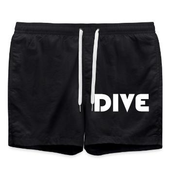 dive diver freediving diver dive icon logo - Swim Trunks - black - Front - AI Model Male 185 light (185cm)
