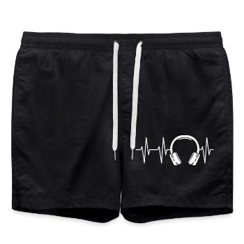 symbol heartbeat headphones pulse ecg music icon - Swim Trunks - black - Front - AI Model Male 185 light (185cm)