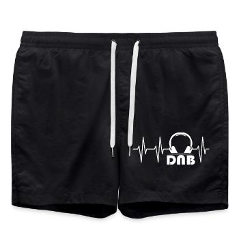 dnb drum bass ekg puls herzschlag Kopfhörer Logo - Badeshorts - Schwarz - Vorne - AI Model Male 185 light (185cm)