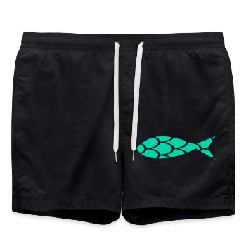 sardine. fish. April fool. sea. ocean - Swim Trunks - black - Front - AI Model Male 185 light (185cm)