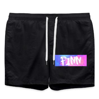 Finn: Neon-Graffiti Galaxie - Badeshorts - Schwarz - Vorne - AI Model Male 185 light (185cm)